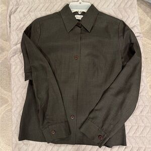 Ann Taylor Loft Charcoal Silk Blend Shirt